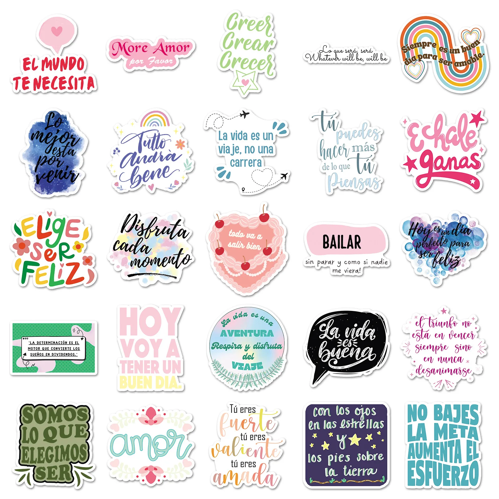 10/50 قطعة كلمة تحفيزية إسبانية عبارة الكتابة على الجدران ملصقات شخصية الإبداعية DIY بها بنفسك كوب ماء سجل القصاصات المحمول الأمتعة الغيتار