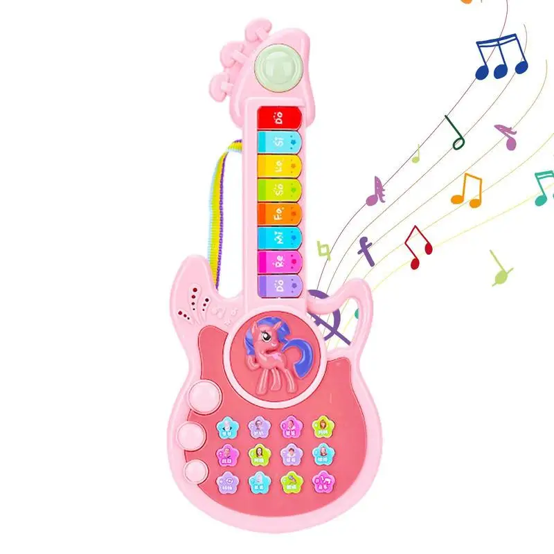 Electric Guitar Music Toys Glowing Button Design Handheld Musical Instruments Electronic Early Education Learning Gifts For Kids