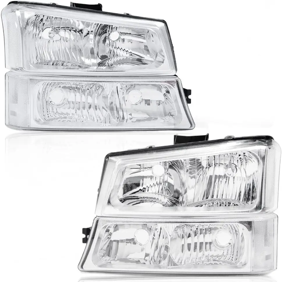 

Headlight Assembly Compatible with 2003-2006 Chevy Silverado 1500 2500 3500 HD Models/Fit 03-06 Avalanche (Fit No Cladding only)