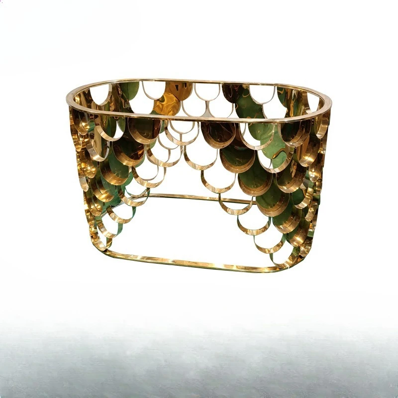 

Italian stainless steel entrance table, rectangular entrance rack, simple wall entry entrance table, end view , home furnishing