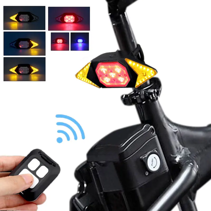 Bike Turn Signal Light Bicycle Light Wireless Remote Control Bike Taillight USB Rechargeable Bicycle Steering Riding Light