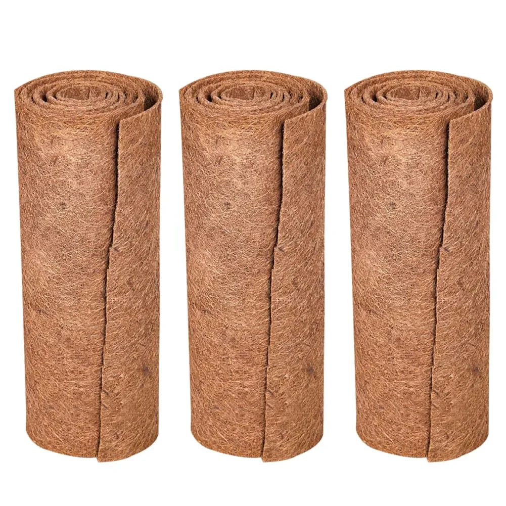 

3 Rolls of Coconut Fiber Mat for Reptiles and Plants Moisture Retention Bedding for Hanging Baskets and Patio Containers