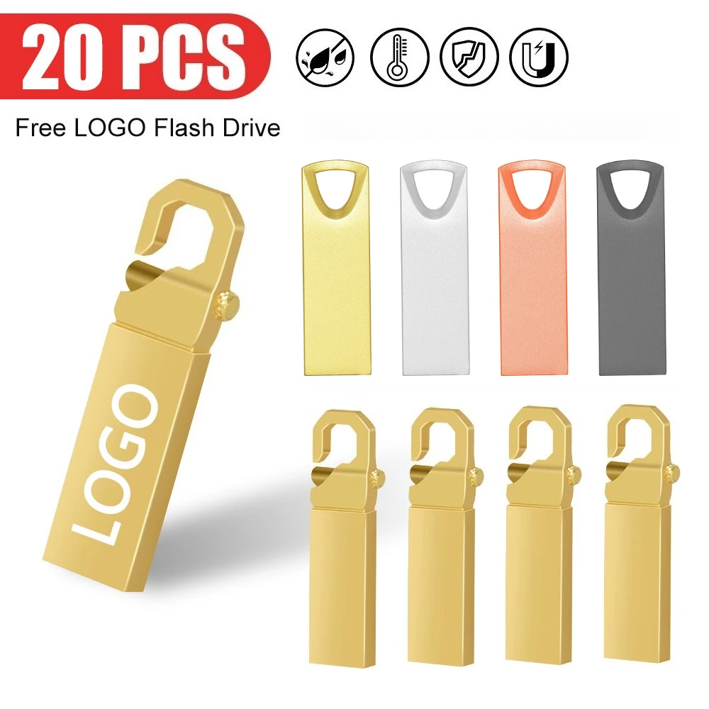 

20Pcs/Lot Free Logo USB Flash Pen Drive 4GB 8GB 16GB 32GB Waterproof Pendrive 64gb Memory Stick Real Capacity U-disk Cle Usb