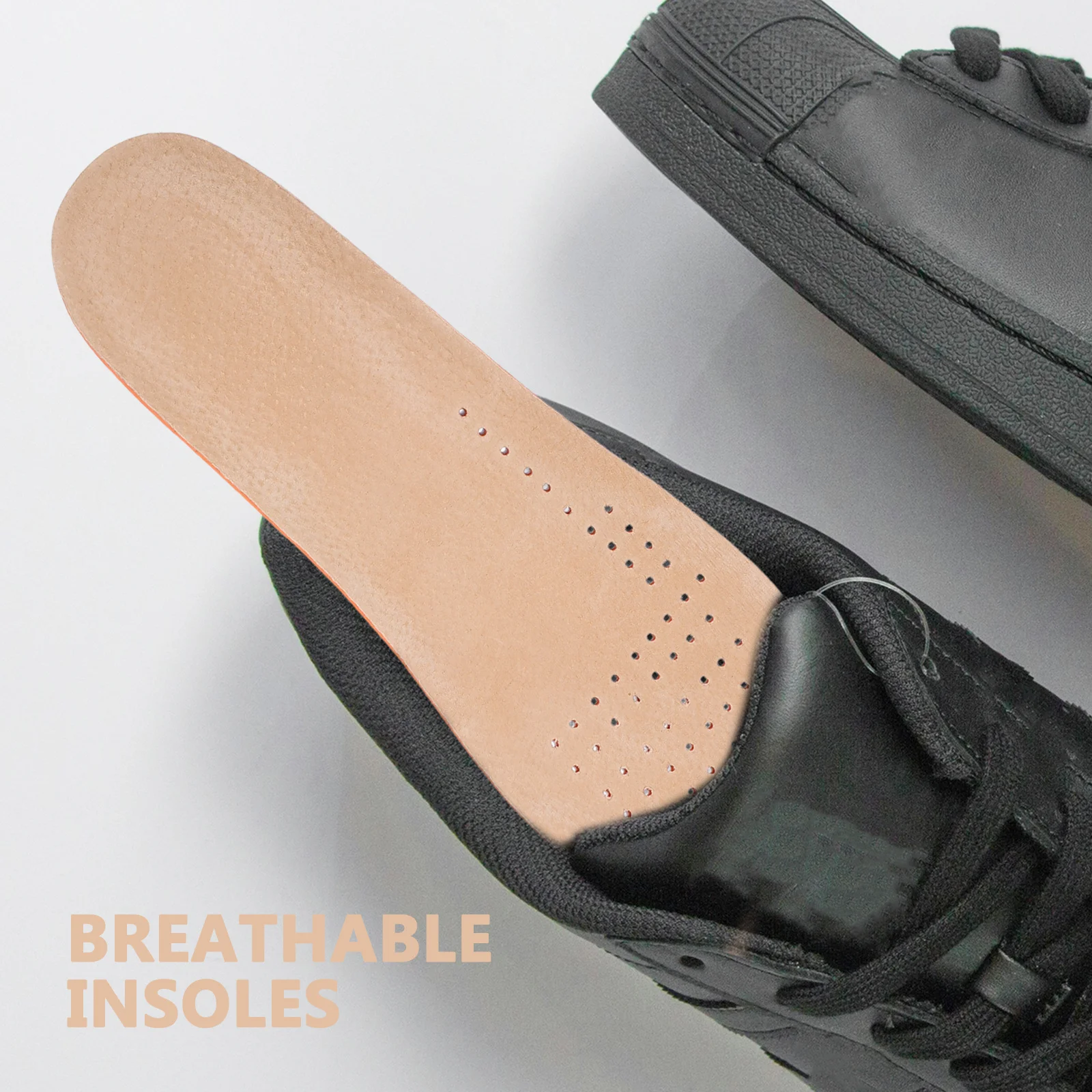 

1Pair Heightening Insoles 1.5cm Rise Pig Skin Eva Latex Inner Sole Insert for Shoes Men Women Size L Non Slip Breathable Comfort