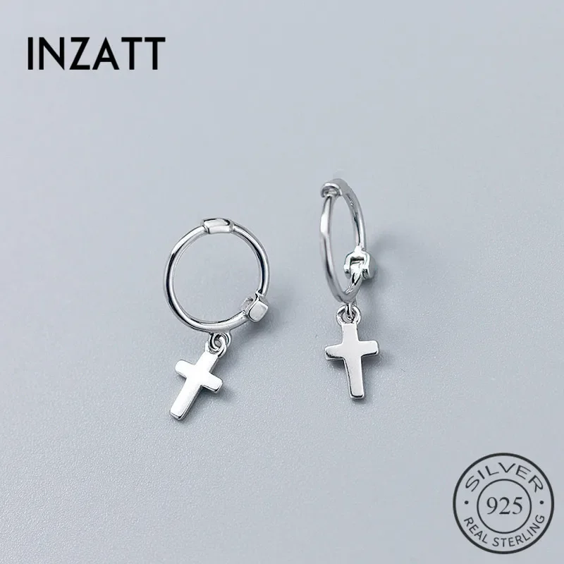 

Серьги-кольца INZATT из стерлингового серебра 925 пробы женские, классические геометрические украшения с крестиком для дня рождения, Подарочные ювелирные изделия из розового золота 2019 пробы
