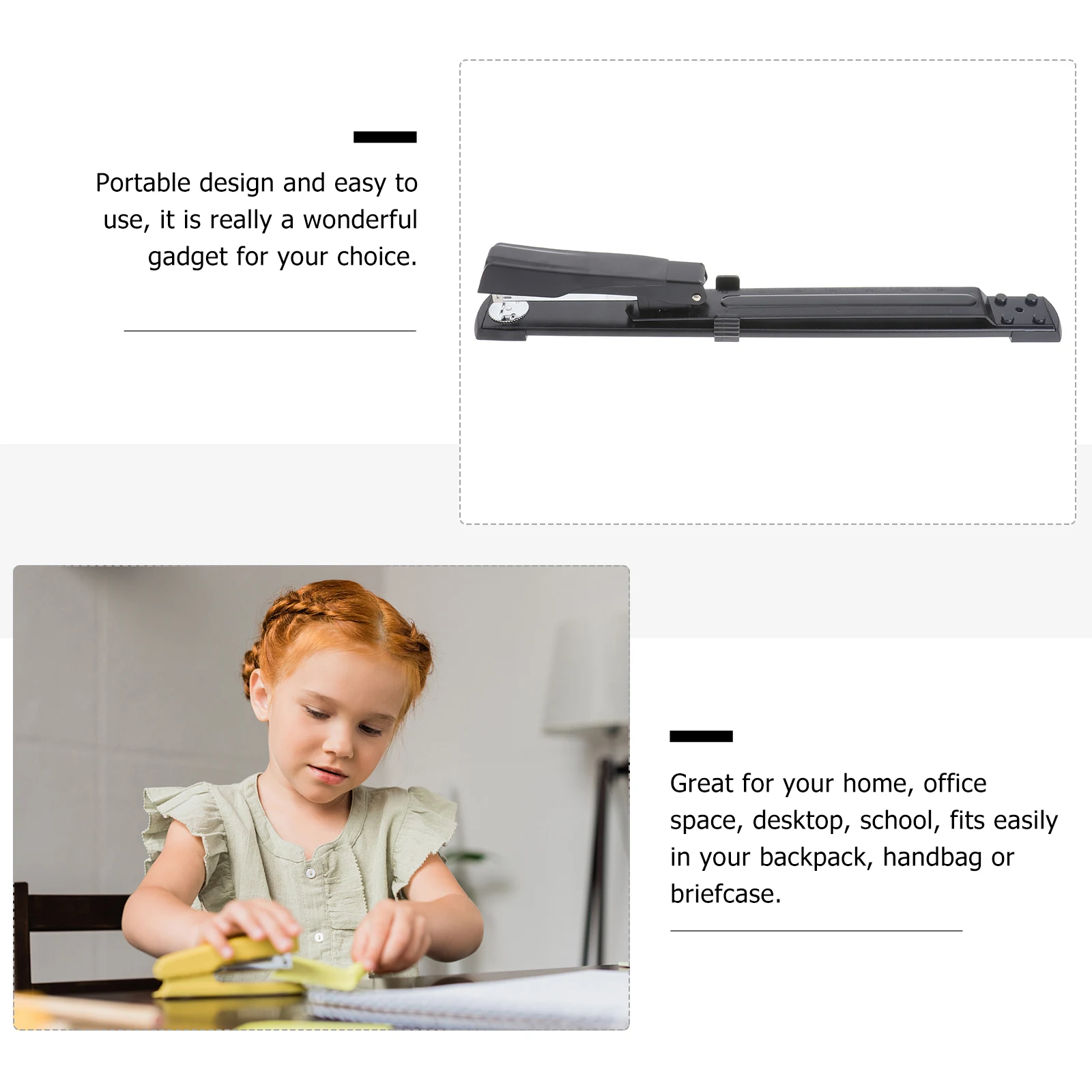 

Long Arm Heavy Duty Office Desk Home School Smooth Edge Stapling Machine Portable Easy Use Paper Files Great Gift
