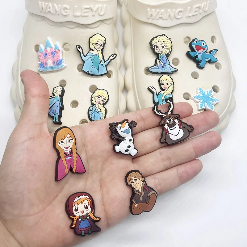 13pcs Cartoon Disney Princess Frozen Anna Elsa Olaf PVC Shoe Charms For Clogs Pins Sandals Shoes Decoration Kid Girl Gift image 6