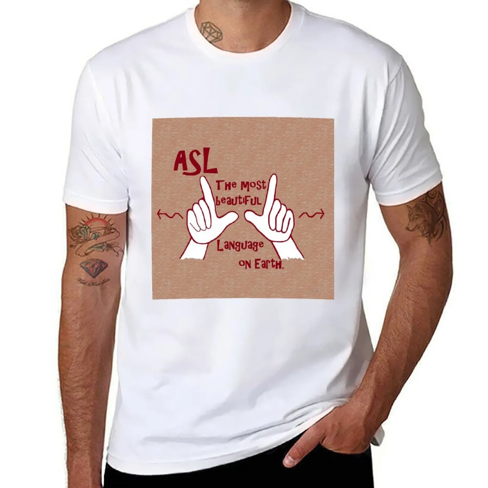 Asl The Most Beautiful Language T-Shirt Basic Solid Color Casual Tee Shirt