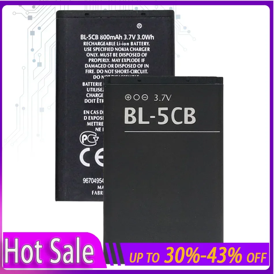 BL-5CB bateria 800mAh dla Nokia 3108 2135 6086 6108 6230 6820 7610 N72 N91 100 101 103 105 109 111 113 baterie 1282 1000