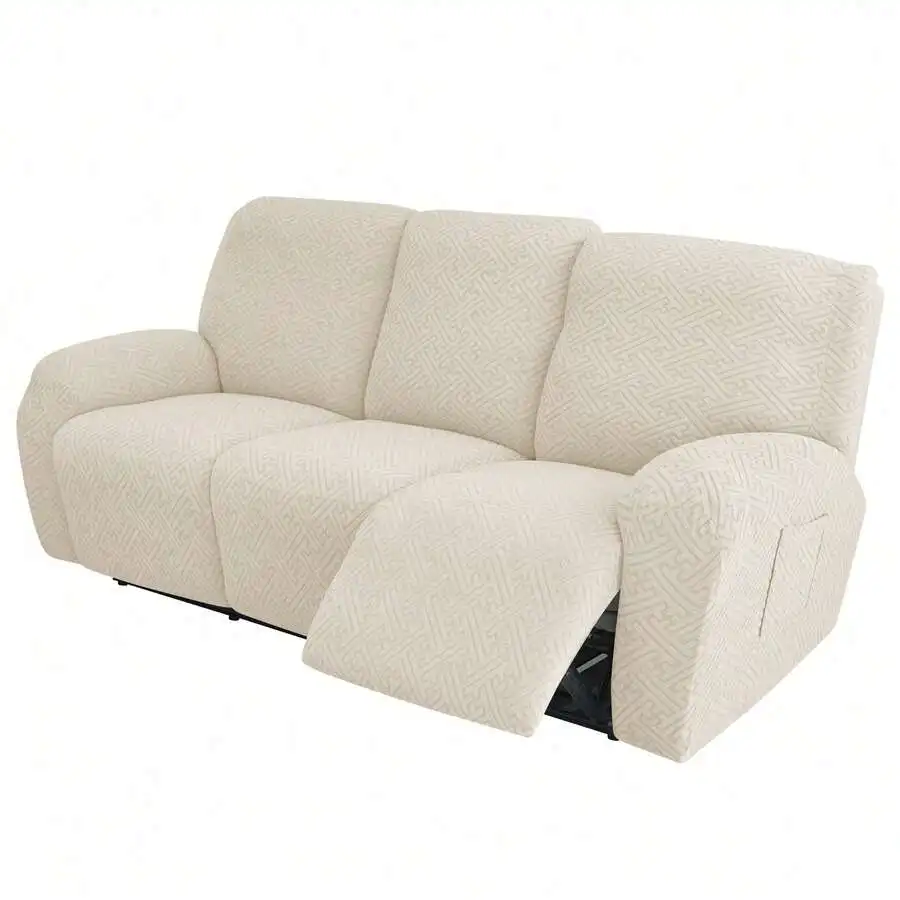 Split Jacquard Recliner Cover Solid Color Elastic Single Sofa Covers Stretch Spandex Armchair Case Slipcovers For Living Room