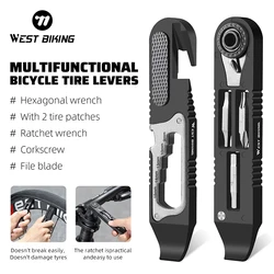 WEST BIKING Multitool Bicycle Tire Lever Portable MTB Road Bike Repair Tools Cycling Ratchet Wrench Hex Bike Maintenance Kits