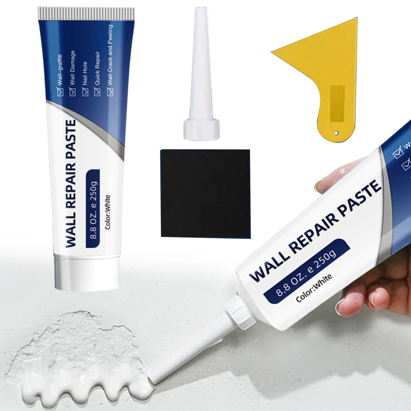 2 Pack Drywall Repair Kit with Scraper Wall Surface Hole Fill Quick and Easy Solution 8.8OZ for Filling Holes and Creak Damage