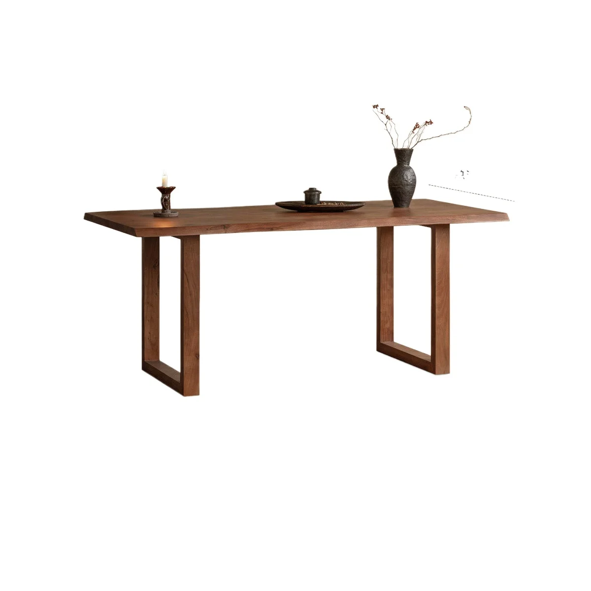LMM solid wood dining table restaurant wabi-sabi wind walnut large board table eating table household
