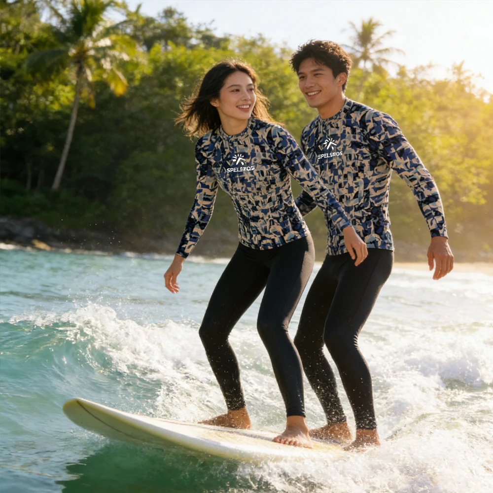 Long Sleeve UPF50+ Men's and Women's Surfing Clothing Rash Guard Luxury Swimming Shirt Beachwear Surf Clothes for Water Sport