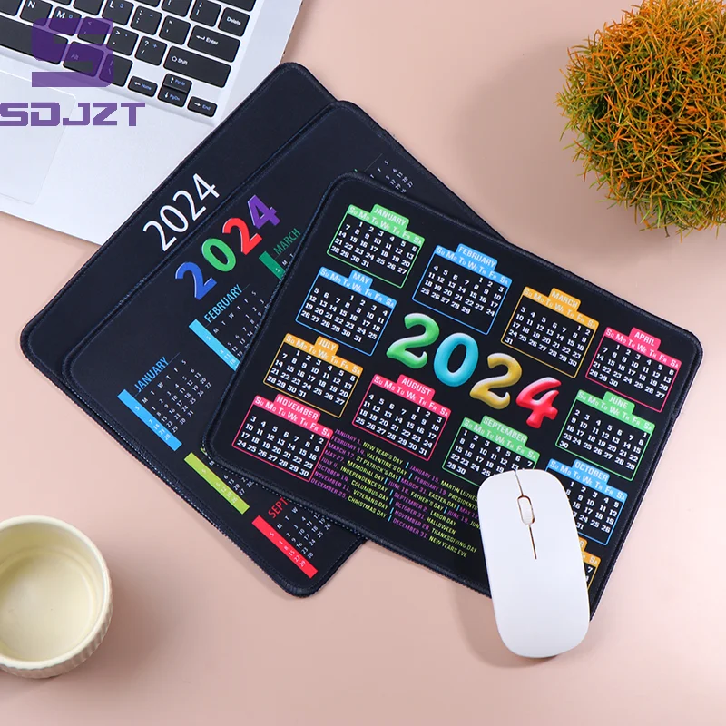 2024 Mouse Pad Calendar Computer Mouse Pad With Non-Slip Rubber Base Mouse Pads For Laptop MousePads