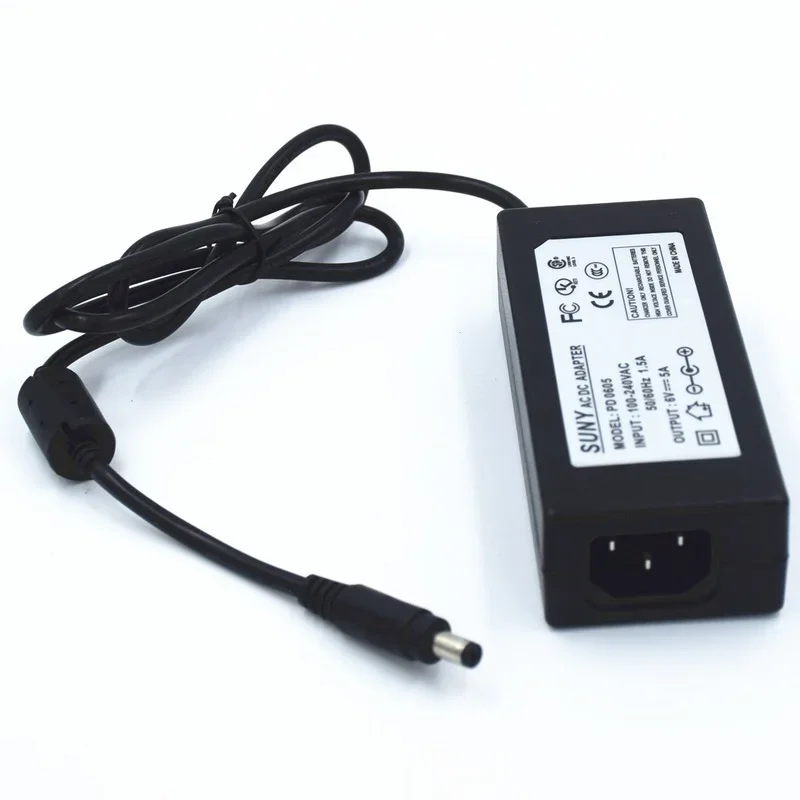 6V5A Switching Power Adapter CE/FCC Certified DC Stabilized Voltage Energy Saving Standby  Consumption Lower