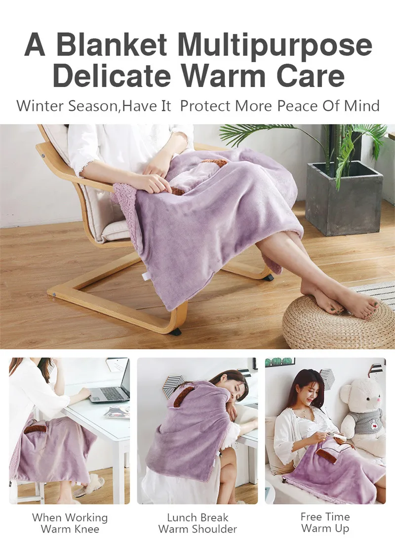 Electric Blanket Fleece Bed Home Heating Thermal Warmer Aesthetic Body Heat Rechargeable Usb the Sofa Products Warming Household