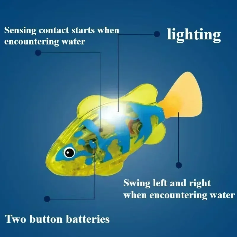 LED Light Electronic Fish Cat Interactive Toys Baby Summer Bath Toy Swimming Robot Luminous Fish Swim Pool Bathtub Toys