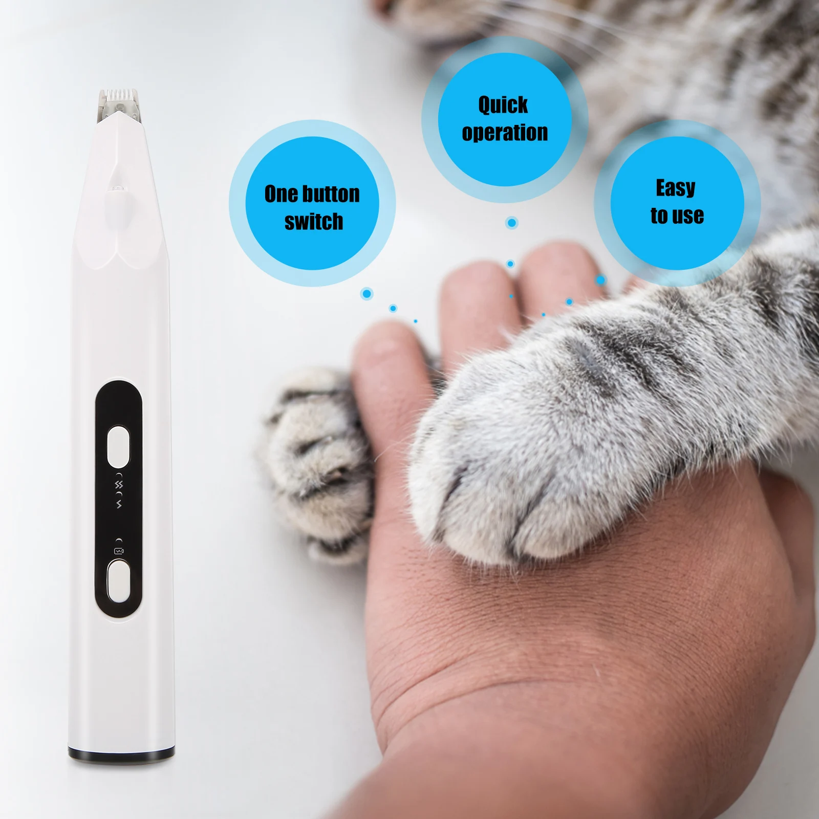 

Pet Shaver Handheld Hair Trimmer for Dog Cat USB Rechargeable Low Noise Durable Long Life Strong Motor Easy Trimming Pet Supply