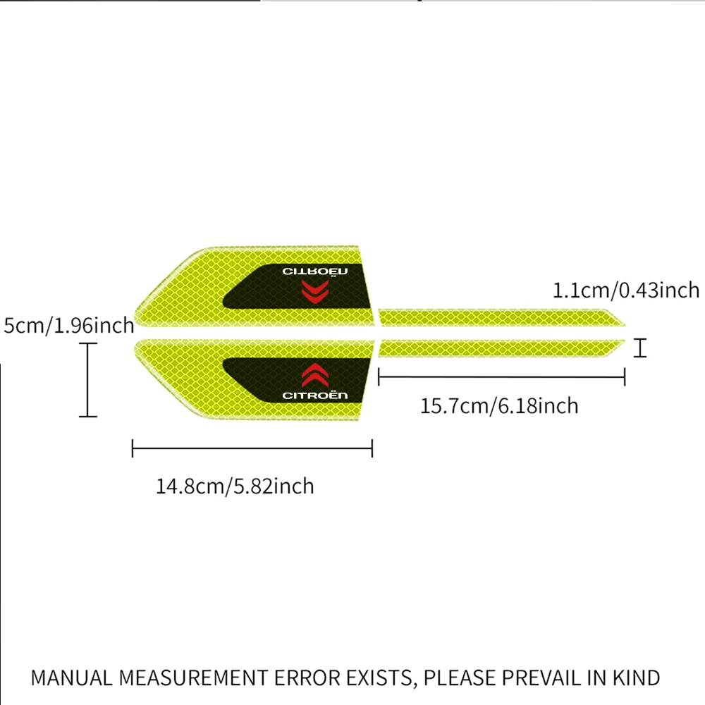 Cityroenの安全警告テープ,車のドアプロテクター,耐衝撃性,反射性,自動反射性,赤,c4,c1,ペア
