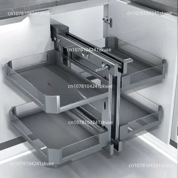 Built-in Seasoning Dish Rack, Rotating, Full Open, Pull Out, Little Monster House, Corner Basket, Kitchen Cabinet