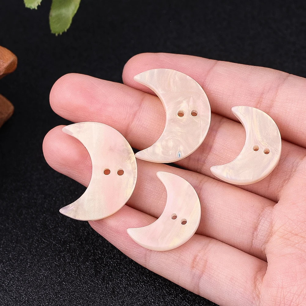 5PCS 20/25mm pearlescent Moon Buttons Double Hole Flat Back Buttons Scrapbooking Windbreaker DIY Sewing Accessories