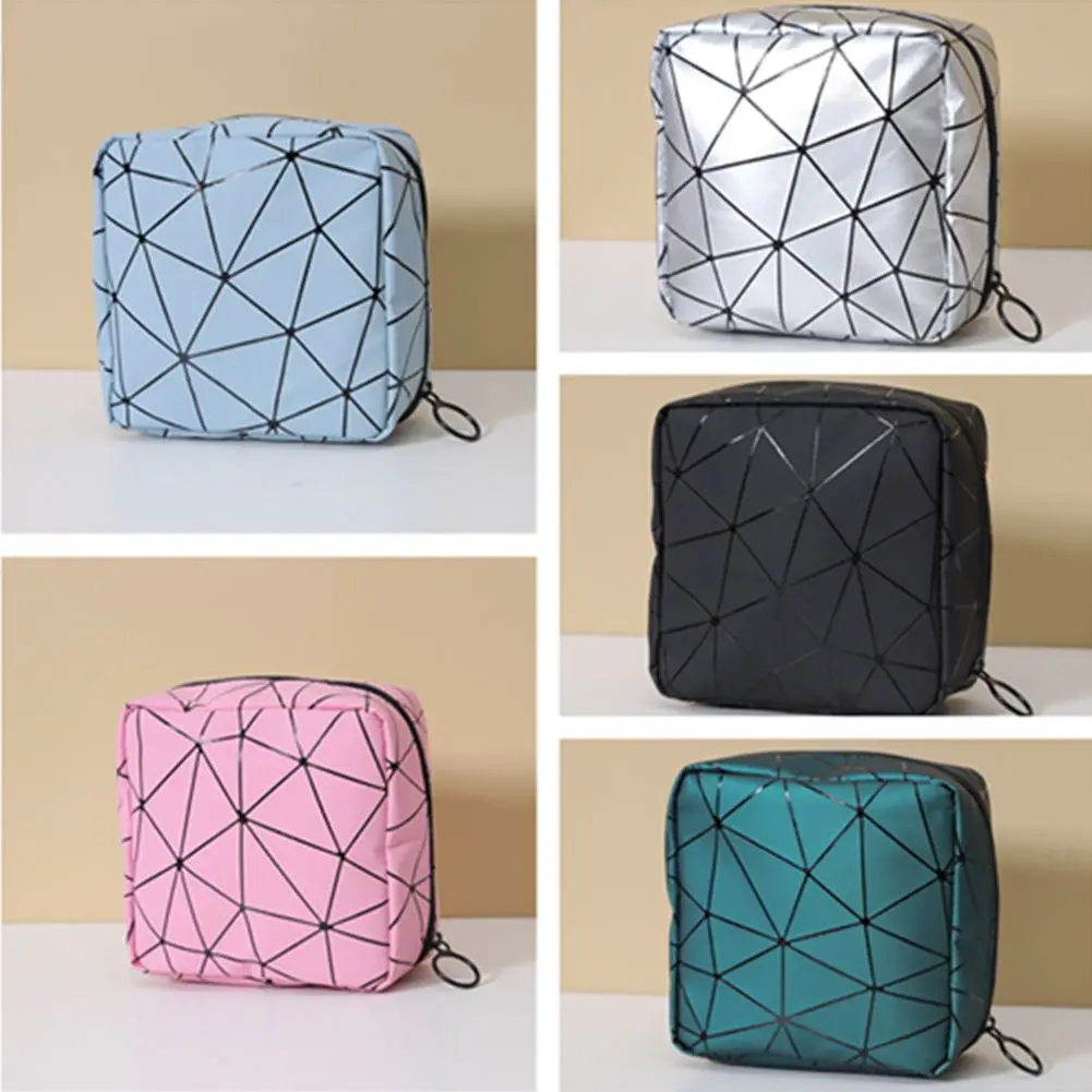 Multifunctional Rhombus Pattern Sanitary Pad Bags Reusable Napkin Storage Organizer Women Pad Pouch Bags Portable Makeup Bags