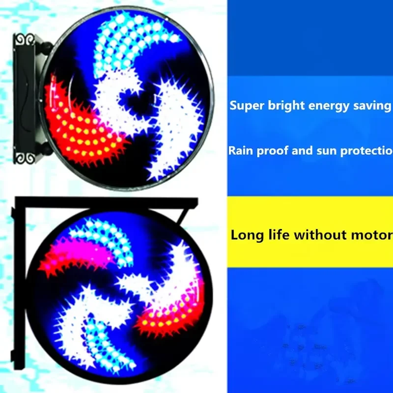 Classic Barber Pole Light for Hair Salon Outdoor Waterproof Wall Mount Rotating Sign Lamp Shop Decoration LED Lighting