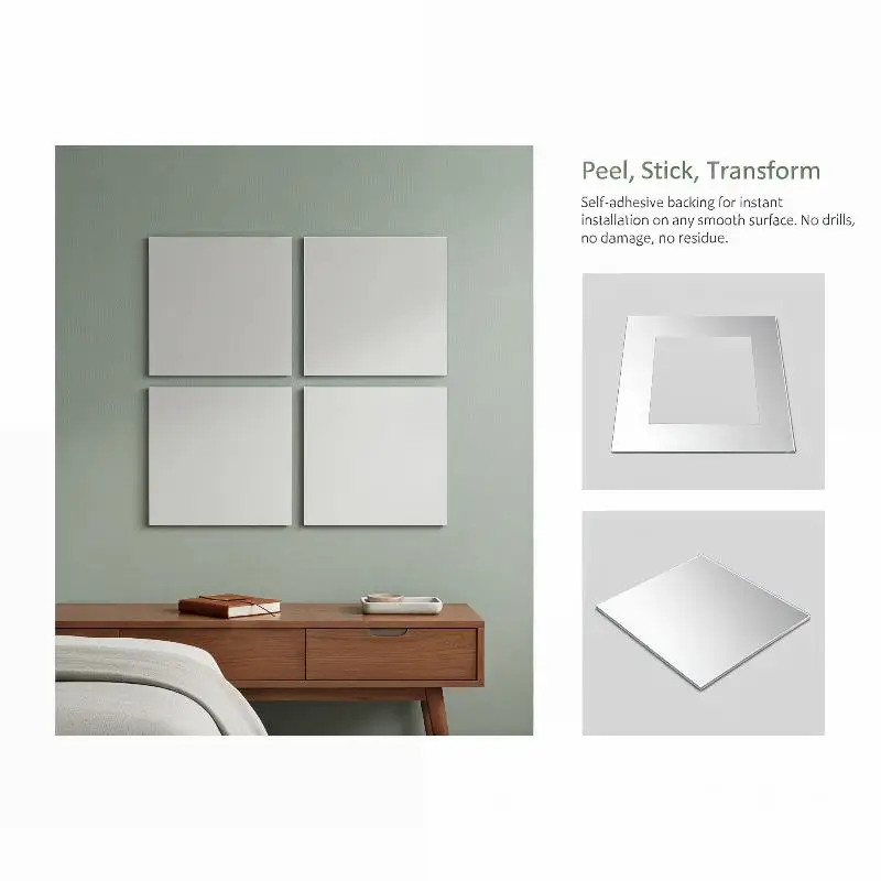 Acrylic Square Mirror Wall Sticker 1PC Self-adhesive DIY Home Decor Unique Design