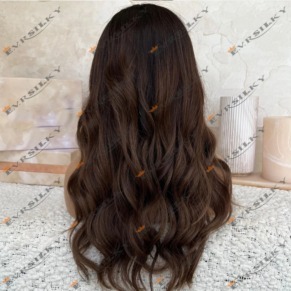 Peruca ondulada solta com destaques, U Shape Wig, V Parte Perucas, Body Wave Remy, Ash Brown, Full U Shape, fácil de usar, 100% cabelo humano, 200 Densidade