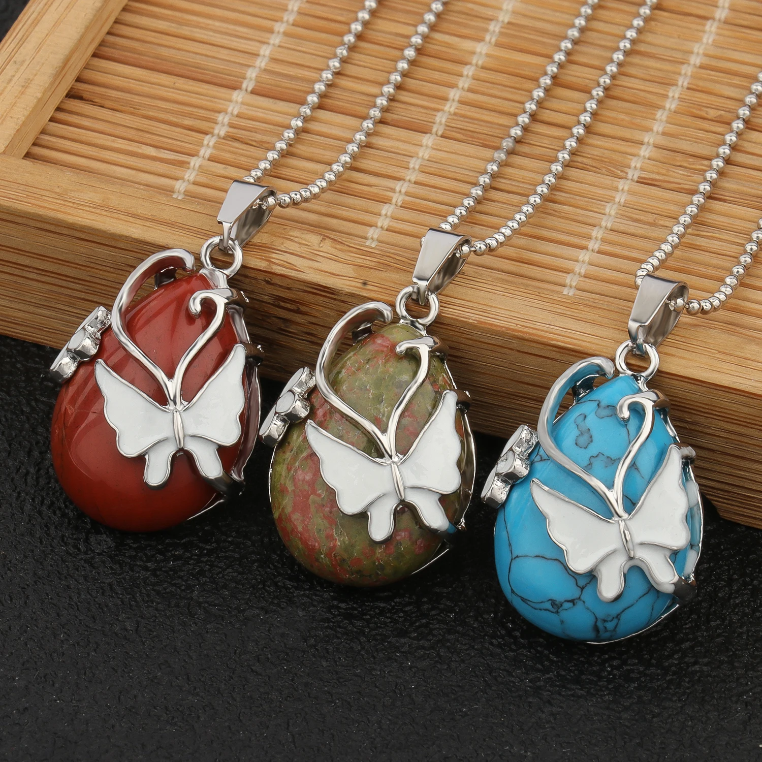 

Natural Stone Waterdrop Shape Charms Pendant Quartz Blue Turquoise malachite Necklace Bead for Jewelry Making Diy Necklace