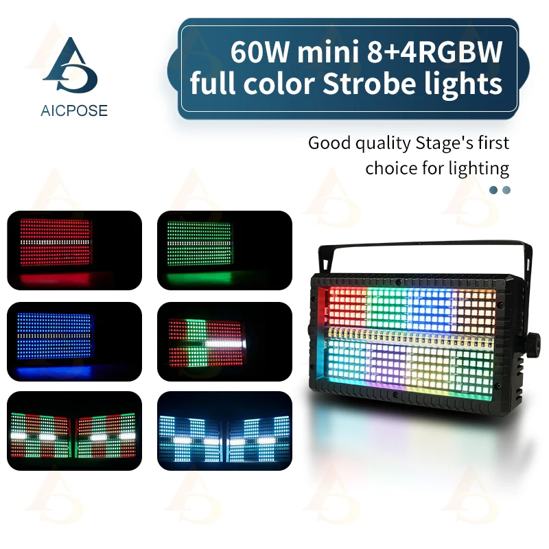 DMX 60W Mni LED Strobe RGBW 4in1 8 Zone &White 8000K 4 Zone DMX Super Bright Dj Wash Bar Strobe Stage Lighting Effects