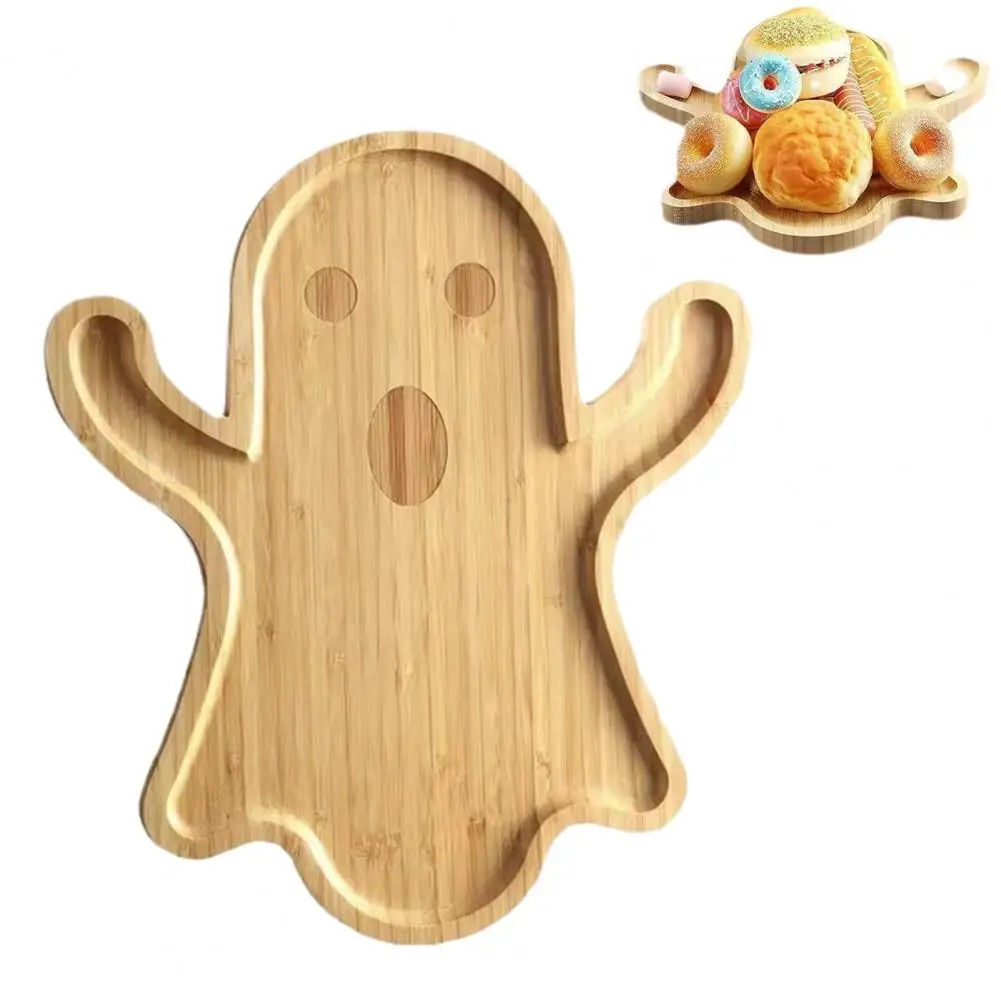 Halloween Ghost-shaped Party Plates Halloween Ghost Shaped Wooden Dinner Plates for Harvest Party Supplies Holiday for Halloween