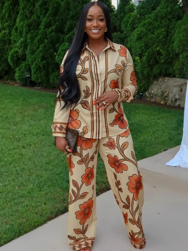 

2 Piece Women Sets Dashiki African New Arrival Spring Summer Matching Sets Two Pieces Sets Top And Pants Suits Outfits Clothing