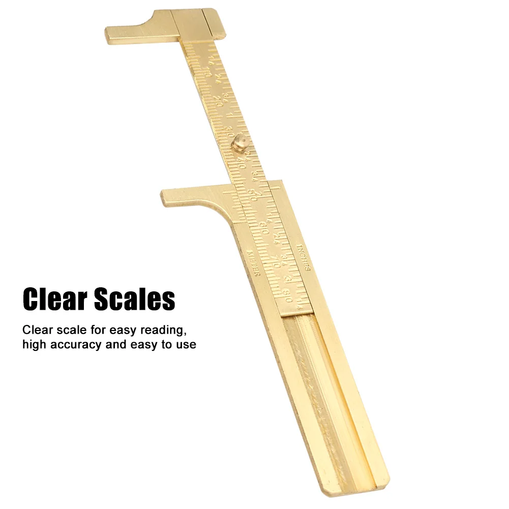 

Brass Vernier Caliper Brass Caliper Mini Double Scale Vernier Caliper Portable Brass Sliding Caliper Gauge Ruler Measuring Tool