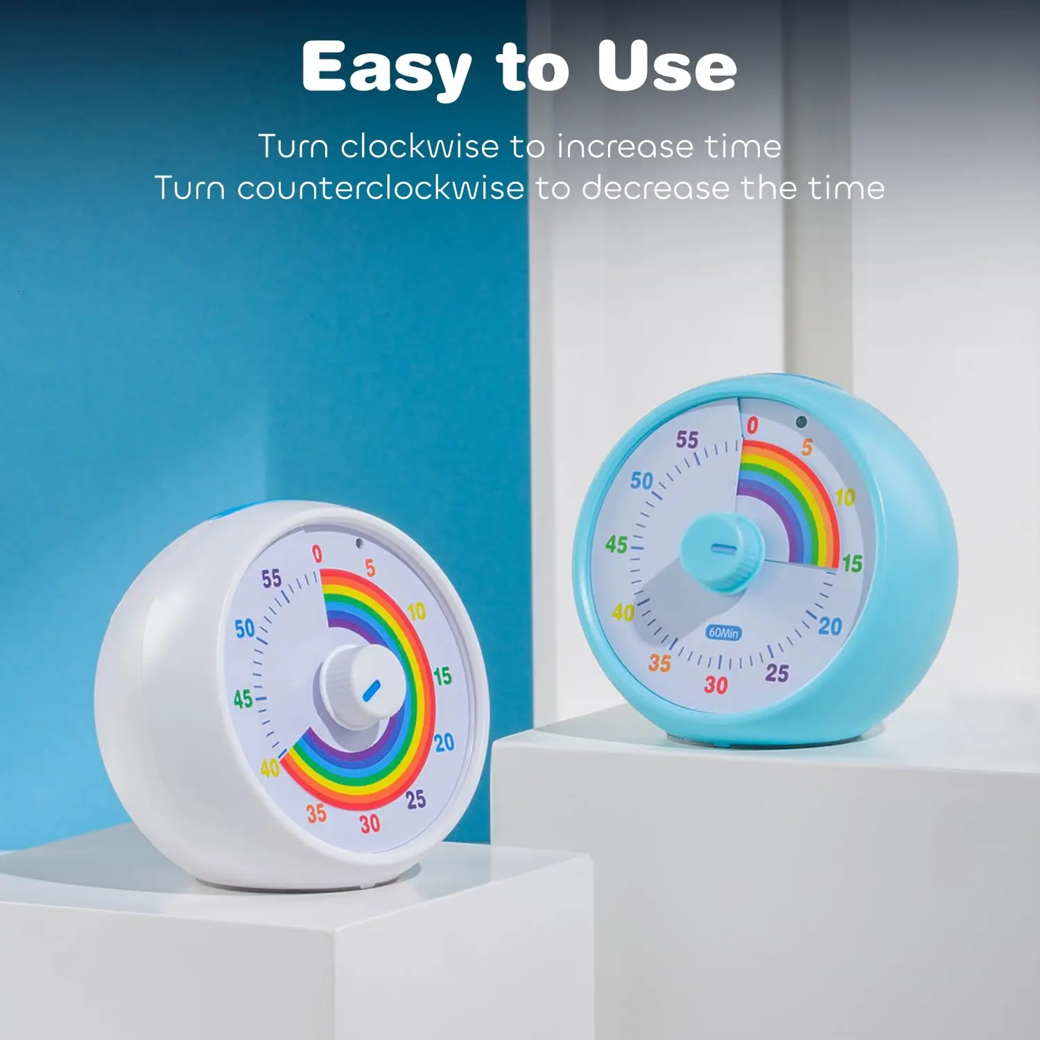 Visual Timer for Kids, 60-Minute Countdown Timer for Classroom Office Kitchen, Desk Timer Kids Time Management Tools with Silent