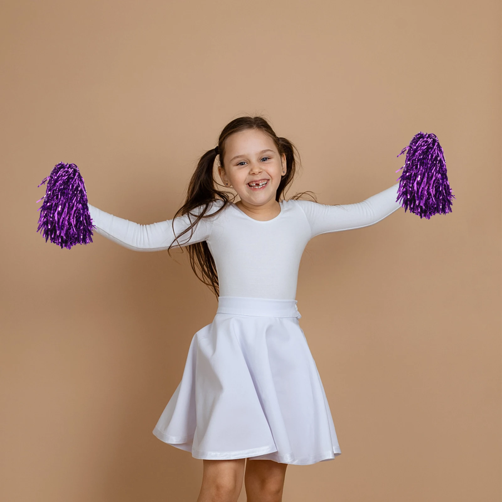

16pcs Cheerleading Pom Poms Cheering Hand Flowers Durable Reusable Team Spirit Accessories Sparkle Cheerleader Props For Sports