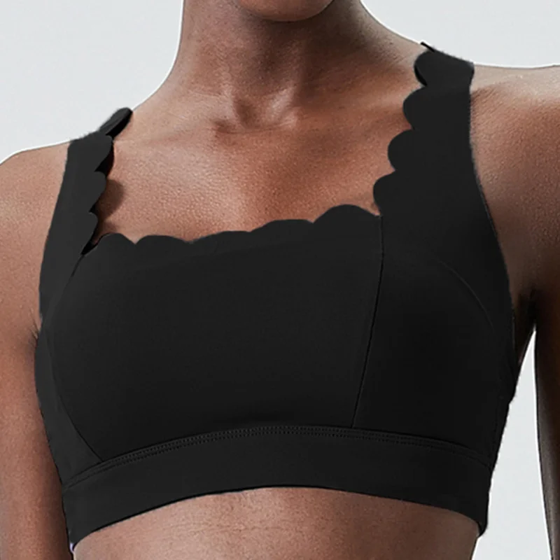 FUBEIKE Small Wave Double-Shoulder Strap Underwear Women's Plus Size Sports Top Woman Shockproof Fitness Workout Yoga Bra