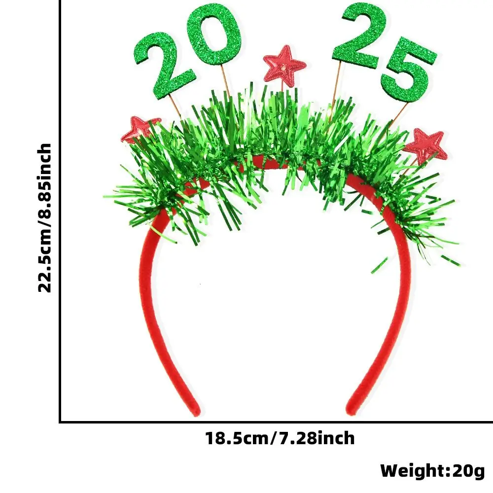 الترتر 2025 سنة جديدة سعيدة عقال البلاستيك رسالة عيد الميلاد خوذة التصوير أغطية الرأس حفلة تنكرية