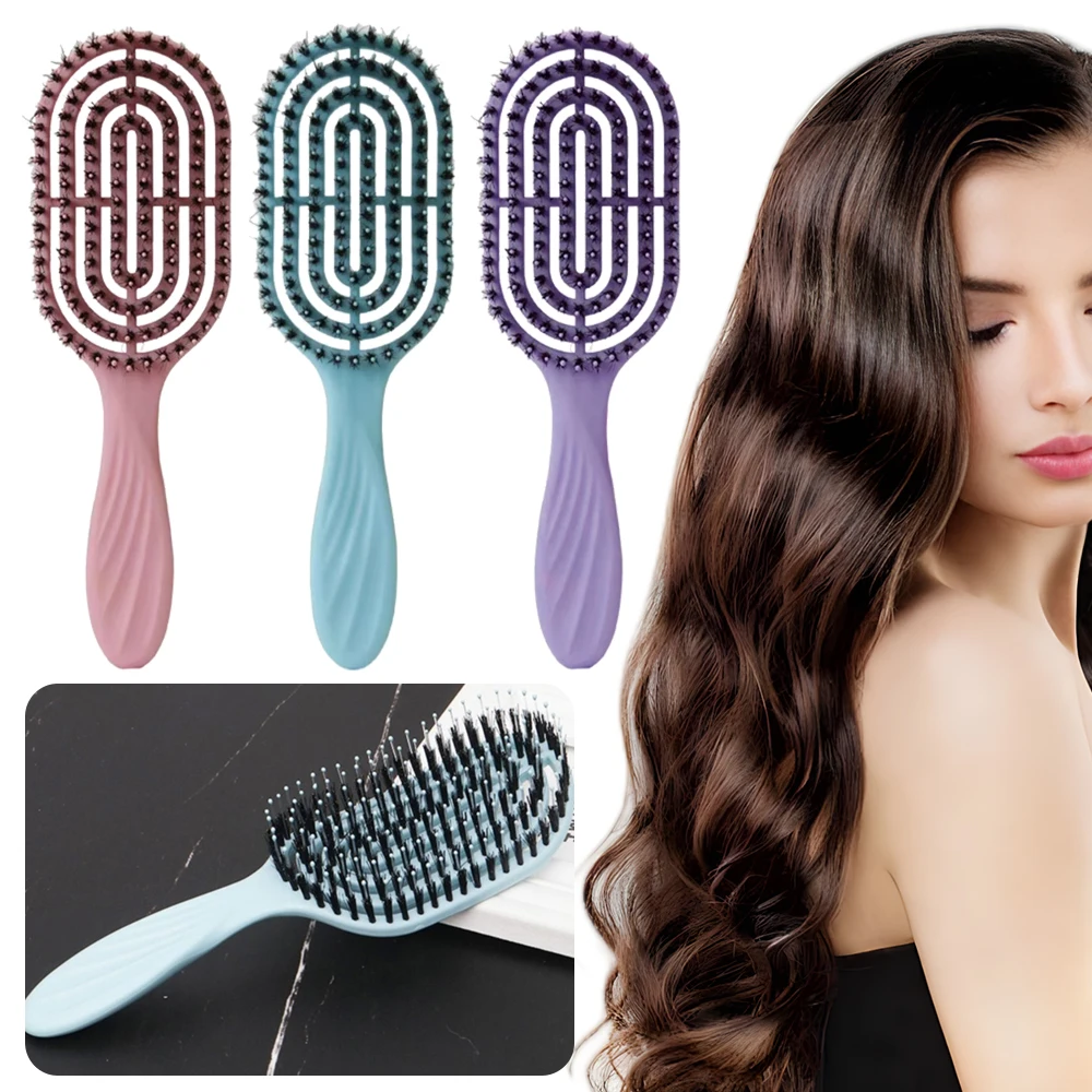 

Эллиптическая массажная расческа Эргономичная форма Полый дизайн Щетка для массажа кожи головы Антистатическая термостойкая щетка для распутывания волос