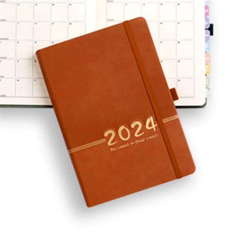 A19E-2024 مخطط محمول 365 يومًا غطاء جدول يومي أسبوعي دفتر تقويم مدمج جدول أعمال مكتب المدرسة #4