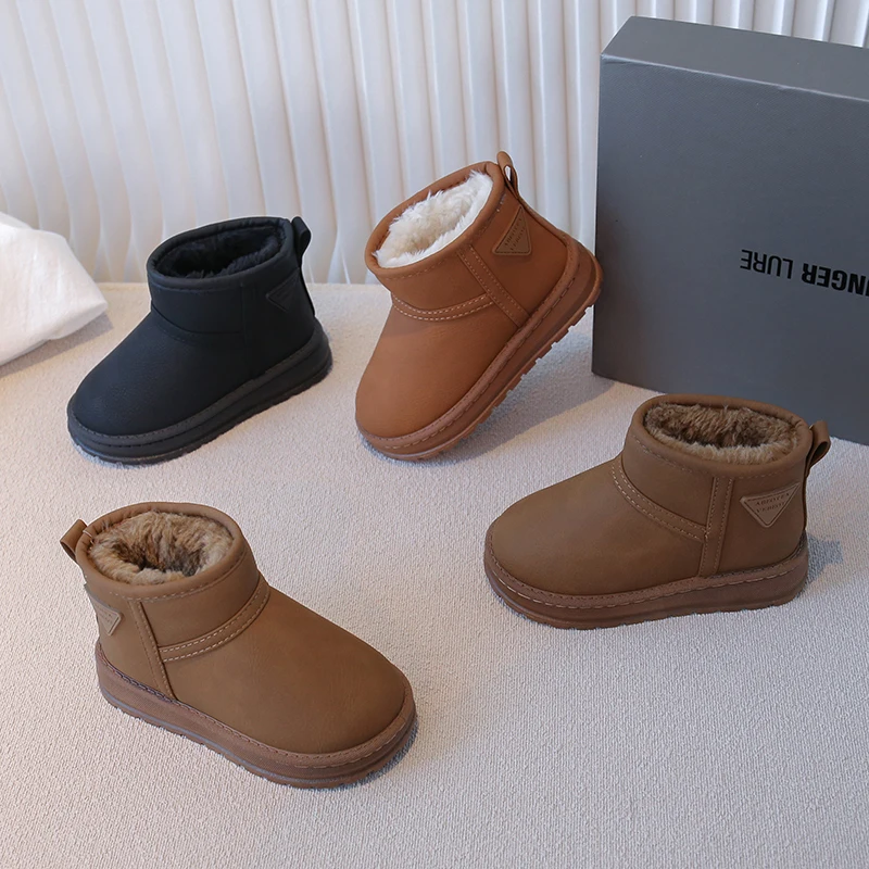

Children Warm Boots with Thick Fur Kids Snow Boots Round Toes Versatile 2026 New Fashion Boys Girls Casual Boots Non-slip Trendy