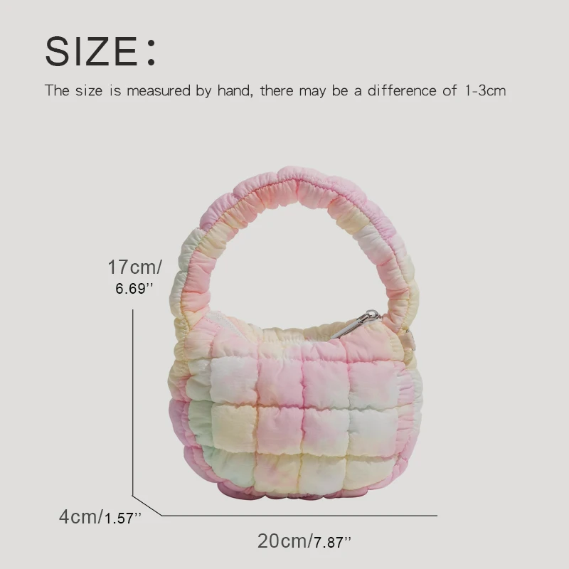 Korean Hobos Bags For Women Luxury Designer Handbags Purses 2023 New In Nylon Tie-Dye Pattern Embroidered Rhombus Shoulder Cloth