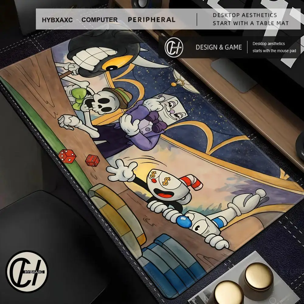 Cute Kawaii C-Cuphead Mouse Pad Non-Slip Thickened Mouse Pad Large Big Writing Lock Edge Gaming Cushion Office Student Table Mat