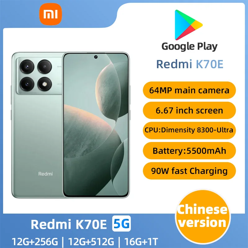 Xiaomi Redmi K70e 5g Android 6.67inch Dimensity 8300-Ultra Smartphone 1.5K 64MP 90W Charger 5500mAh HyperOS Original used phone