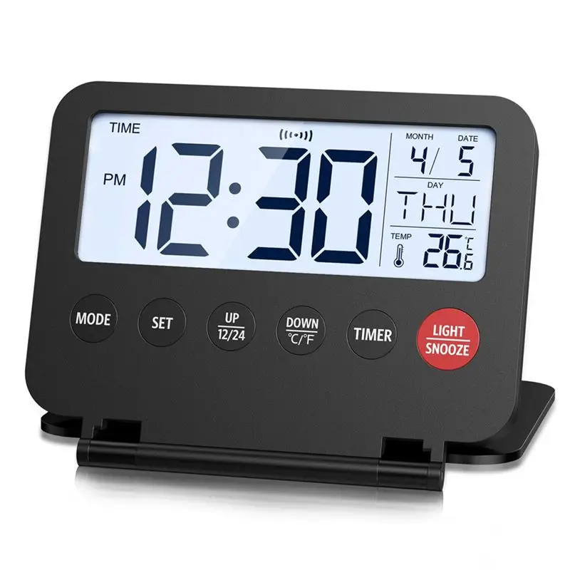BAAJ-Travel Alarm Clock Travel Alarm Clock Battery Operated Desk Clock Battery Operated Black