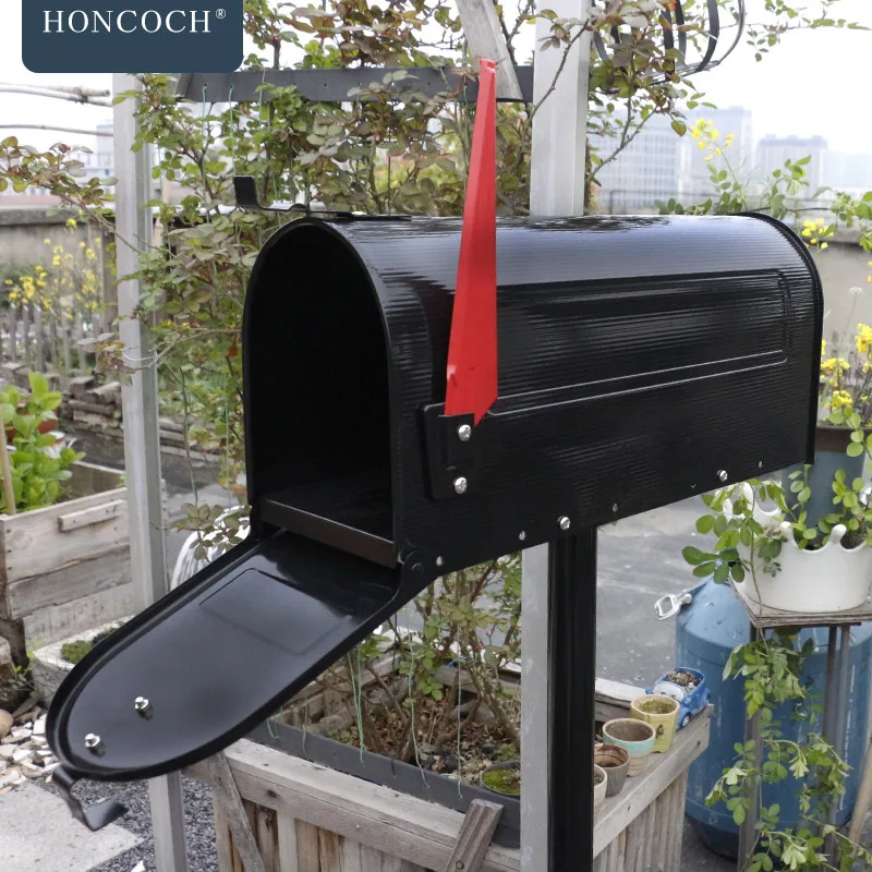 Mailboxes Large Capacity Galvanized Steel Mailboxes,Architectural Mailboxes  Curbside Locking Security Mailbox, Black,Large