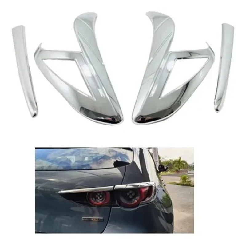 

For Mazda 3 Hatchback 2019 2020 ABS Chrome Rear Tail Light Lamp Frame Cover Trims Sticker Decoration Car-Styling Accessories