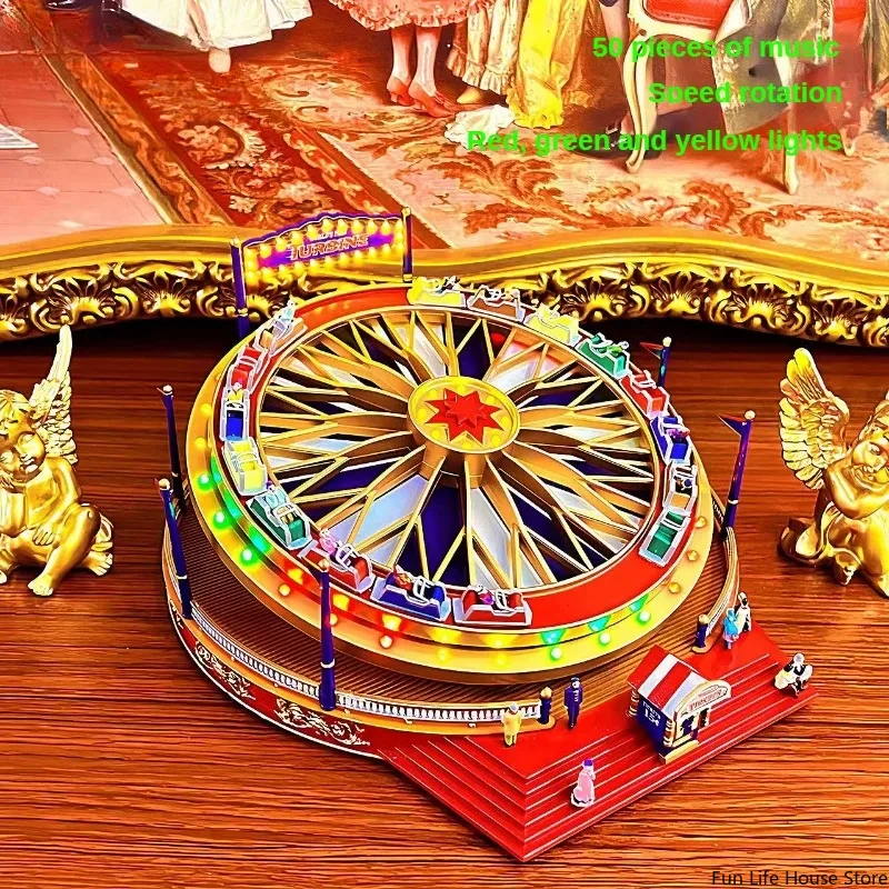 Christmas New Circus Amusement Park Handmade Music Box Adjustable Speed Car Music Box Car Decoration, Multiple Choices, Gift