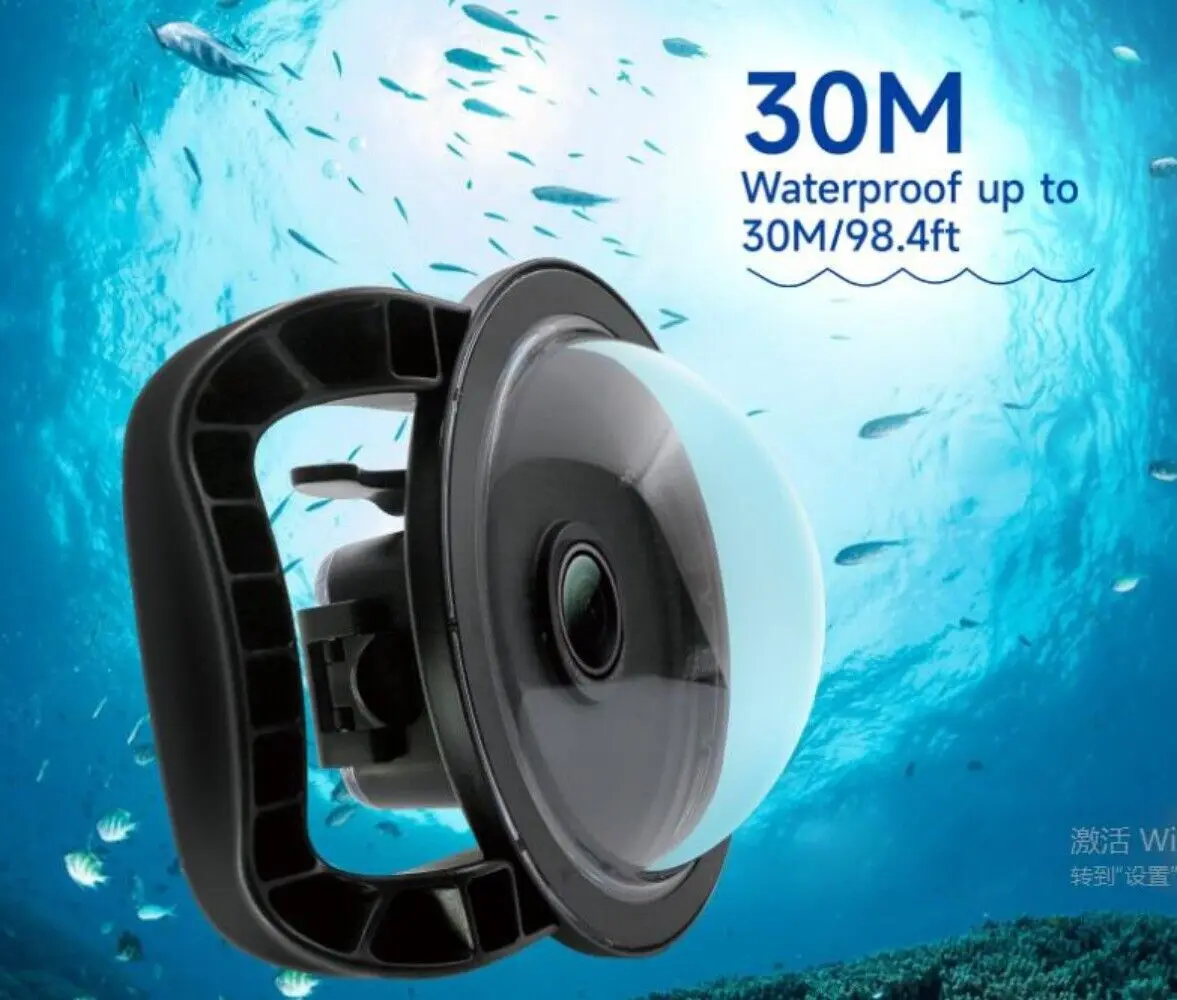 

For Insta360 Ace Pro Camera Dual Handle Dome Port Waterproof Case 180° Wide Angle Underwater 98.4FT